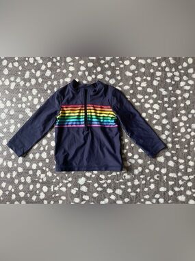 Primark Navy Rainbow Stripe Rash Guard - Size 6-12 Months - NWT